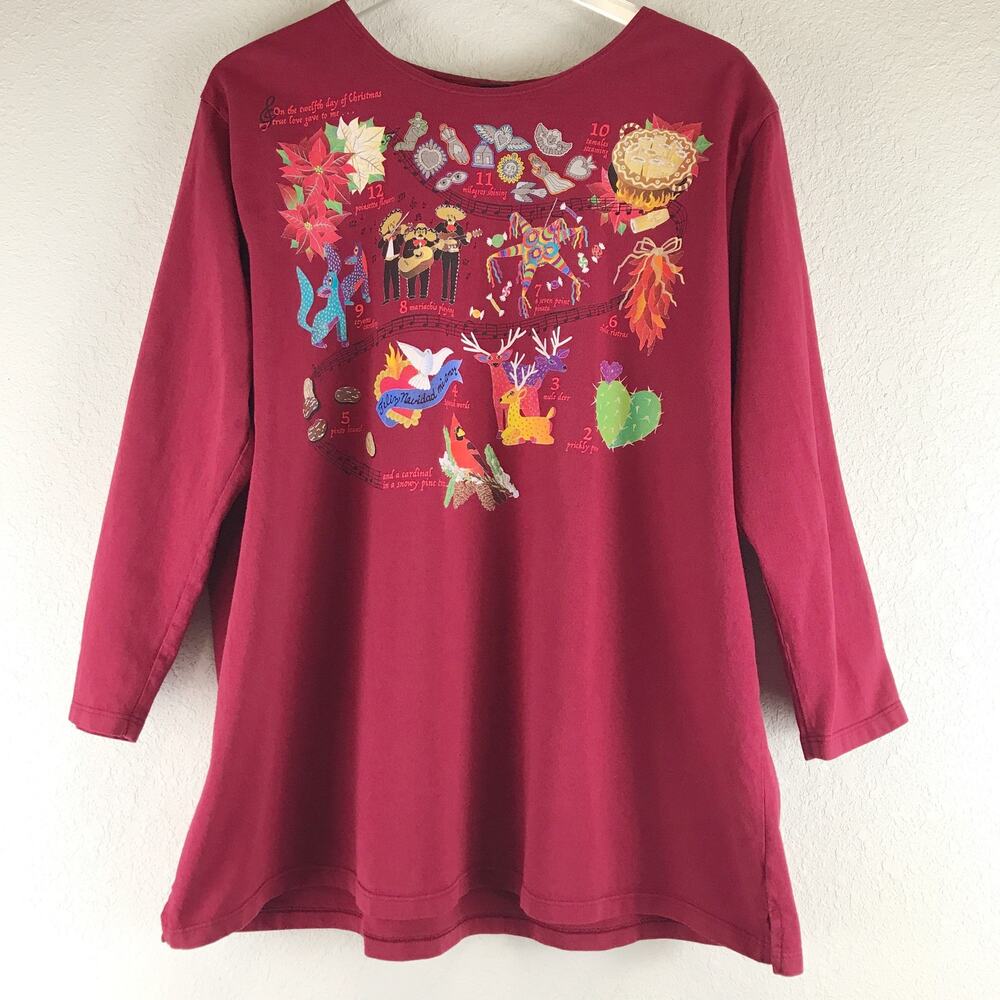 Sabaku Southwest Twelve Days of Christmas Tamales Mariachis Coyote Graphic Shirt